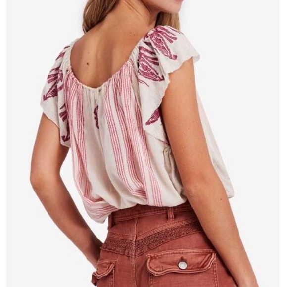 FREE PEOPLE: Womens Pukka Embroidered Knit Blouse - Size Medium - Picture 3 of 15